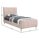  Color_Gold/ Pink  Size_Twin  -- Zara Pink Velvet Upholstered Twin Bed IMAGE 9