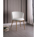 Color_Gold/ White -- Skylar White Velvet Upholstered Dining Chair IMAGE 2