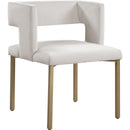  Color_Cream/ Gold -- Caleb Cream Velvet Upholstered Dining Chair IMAGE 1