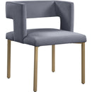  Color_Gold/ Grey -- Caleb Grey Velvet Upholstered Dining Chair IMAGE 1