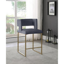  Color_Gold/ Grey -- Caleb Grey Velvet Upholstered Counter Stool IMAGE 2