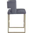  Color_Gold/ Grey -- Caleb Grey Velvet Upholstered Counter Stool IMAGE 4