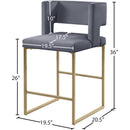  Color_Gold/ Grey -- Caleb Grey Velvet Upholstered Counter Stool IMAGE 6