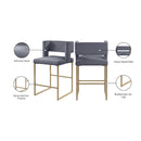  Color_Gold/ Grey -- Caleb Grey Velvet Upholstered Counter Stool IMAGE 7