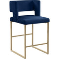  Color_Navy -- Caleb Navy Velvet Upholstered Counter Stool IMAGE 1