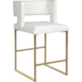  Color_Gold/ White -- Caleb White Velvet Upholstered Counter Stool IMAGE 1