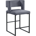  Color_Black/ Grey -- Caleb Grey Velvet Upholstered Counter Stool IMAGE 1
