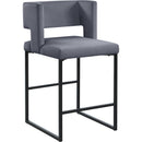  Color_Black/ Grey -- Caleb Grey Velvet Upholstered Counter Stool IMAGE 1