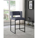  Color_Black/ Grey -- Caleb Grey Velvet Upholstered Counter Stool IMAGE 2