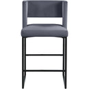  Color_Black/ Grey -- Caleb Grey Velvet Upholstered Counter Stool IMAGE 5