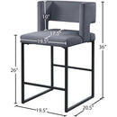  Color_Black/ Grey -- Caleb Grey Velvet Upholstered Counter Stool IMAGE 7