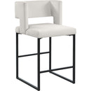  Color_Black/ Cream -- Caleb Cream Velvet Upholstered Counter Stool IMAGE 1