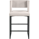  Color_Black/ Cream -- Caleb Cream Velvet Upholstered Counter Stool IMAGE 5