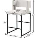  Color_Black/ Cream -- Caleb Cream Velvet Upholstered Counter Stool IMAGE 7