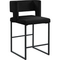  Color_Black -- Caleb Black Velvet Upholstered Counter Stool IMAGE 1