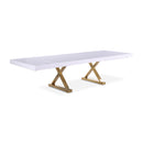  Color_Gold/ White -- Meridian Excel Dining Table with Pedestal Base IMAGE 1