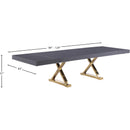  Color_Gold/ Grey -- Excel 84" / 123.5" Grey Lacquer Finish Top And Stainless Steel Base 2 Leaf Extendable Dining Table IMAGE 10