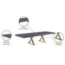  Color_Gold/ Grey -- Excel 84" / 123.5" Grey Lacquer Finish Top And Stainless Steel Base 2 Leaf Extendable Dining Table IMAGE 11