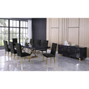 Color_Gold/ Grey -- Excel 84" / 123.5" Grey Lacquer Finish Top And Stainless Steel Base 2 Leaf Extendable Dining Table IMAGE 2