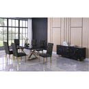  Color_Gold/ Grey -- Excel 84" / 123.5" Grey Lacquer Finish Top And Stainless Steel Base 2 Leaf Extendable Dining Table IMAGE 4