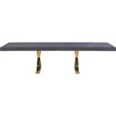  Color_Gold/ Grey -- Excel 84" / 123.5" Grey Lacquer Finish Top And Stainless Steel Base 2 Leaf Extendable Dining Table IMAGE 8