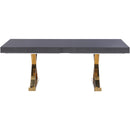  Color_Gold/ Grey -- Excel 84" / 123.5" Grey Lacquer Finish Top And Stainless Steel Base 2 Leaf Extendable Dining Table IMAGE 9