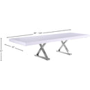  Color_Chrome/ White -- Excel 84" / 123.5" White Lacquer Finish Top And Stainless Steel Base 2 Leaf Extendable Dining Table IMAGE 10