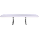  Color_Chrome/ White -- Excel 84" / 123.5" White Lacquer Finish Top And Stainless Steel Base 2 Leaf Extendable Dining Table IMAGE 8