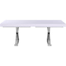 Color_Chrome/ White -- Excel 84" / 123.5" White Lacquer Finish Top And Stainless Steel Base 2 Leaf Extendable Dining Table IMAGE 9
