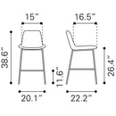  Zuo Byron 101776 Counter Stool - White IMAGE 10