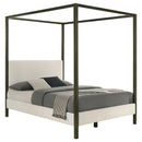 Coaster Monroe Upholstered Queen Canopy Platform Bed Vanilla And Black 300834Q