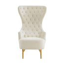  TOV Furniture Jezebel TOV-IHS68205 Velvet Wingback Chair - Cream IMAGE 1