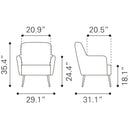  Zuo Tasmania 109053 Accent Chair - Vintage Brown IMAGE 11