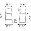  Zuo Smart 109324 Counter Stool - Charcoal IMAGE 11