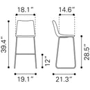  Zuo Smart 109327 Barstool - Charcoal IMAGE 11