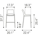  Zuo Ace 109390 Counter Stool - Dark Grey & Walnut IMAGE 8