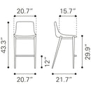  Zuo Magnus 109391 Barstool - Dark Grey & Black IMAGE 8