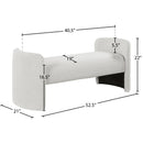 Meridian Peyton Cream Boucle Fabric Bench IMAGE 6