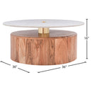  Meridian Stonewood Natural Marble Top And Acacia Wood Base Coffee Table IMAGE 13
