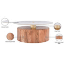  Meridian Stonewood Natural Marble Top And Acacia Wood Base Coffee Table IMAGE 14