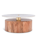  Meridian Stonewood Natural Marble Top And Acacia Wood Base Coffee Table IMAGE 1