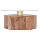  Meridian Stonewood Natural Marble Top And Acacia Wood Base Coffee Table IMAGE 3