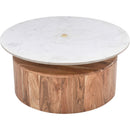  Meridian Stonewood Natural Marble Top And Acacia Wood Base Coffee Table IMAGE 4