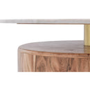  Meridian Stonewood Natural Marble Top And Acacia Wood Base Coffee Table IMAGE 5