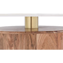  Meridian Stonewood Natural Marble Top And Acacia Wood Base Coffee Table IMAGE 6