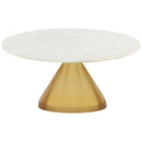  Meridian Emery White Marble Top And Steel Base Coffee Table IMAGE 3