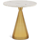  Meridian Emery White Marble Top And Steel Base End / Side Table IMAGE 1
