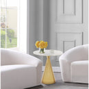  Meridian Emery White Marble Top And Steel Base End / Side Table IMAGE 2