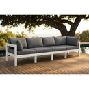  Meridian Nizuc 120" Grey Water Resistant Fabric Upholstered 4 pc Outdoor Patio Modular Sofa IMAGE 2