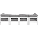  Meridian Nizuc 120" Grey Water Resistant Fabric Upholstered 4 pc Outdoor Patio Modular Sofa IMAGE 3